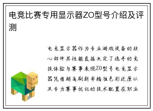 电竞比赛专用显示器ZO型号介绍及评测